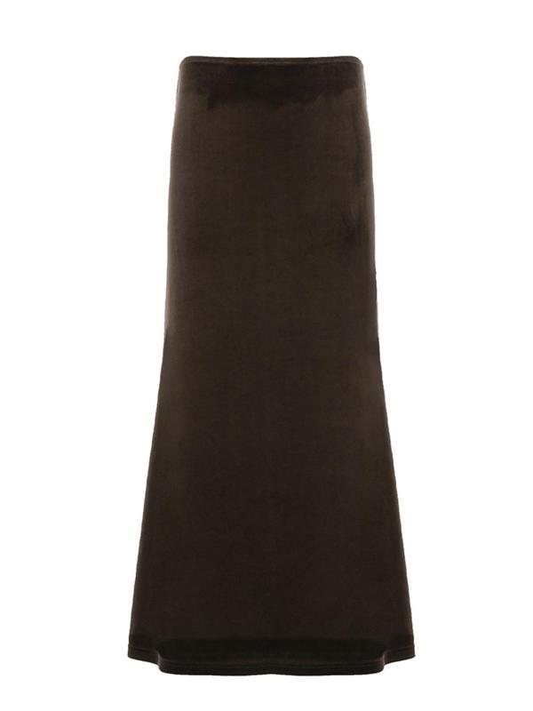 Women's Velvet Long Skirt without Belt, Y2k Style Solid Color Skirt for Party Holiday Vacation, Ladies Fall & Winter Bottoms
