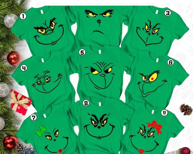 Grinh Squad Christmas T-shirts For Family, Couple Christmas Shirt, Family Matching Tee, Grinchmas Shirt, Gr face Costume, Holiday Squad, Funny Shirt