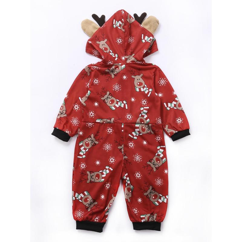 Family Christmas Pajamas Matching Set Xmas Zip Up Holiday Reindeer Hooded PJs Women Men Kid Baby Sleepwear