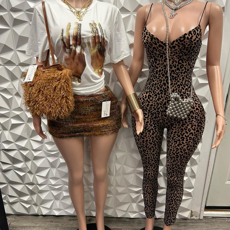 Women's Leopard Animal Print Jumpsuit for Summer - Womenswear, Overalls