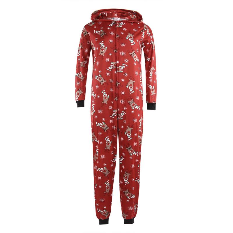 Family Christmas Pajamas Matching Set Xmas Zip Up Holiday Reindeer Hooded PJs Women Men Kid Baby Sleepwear