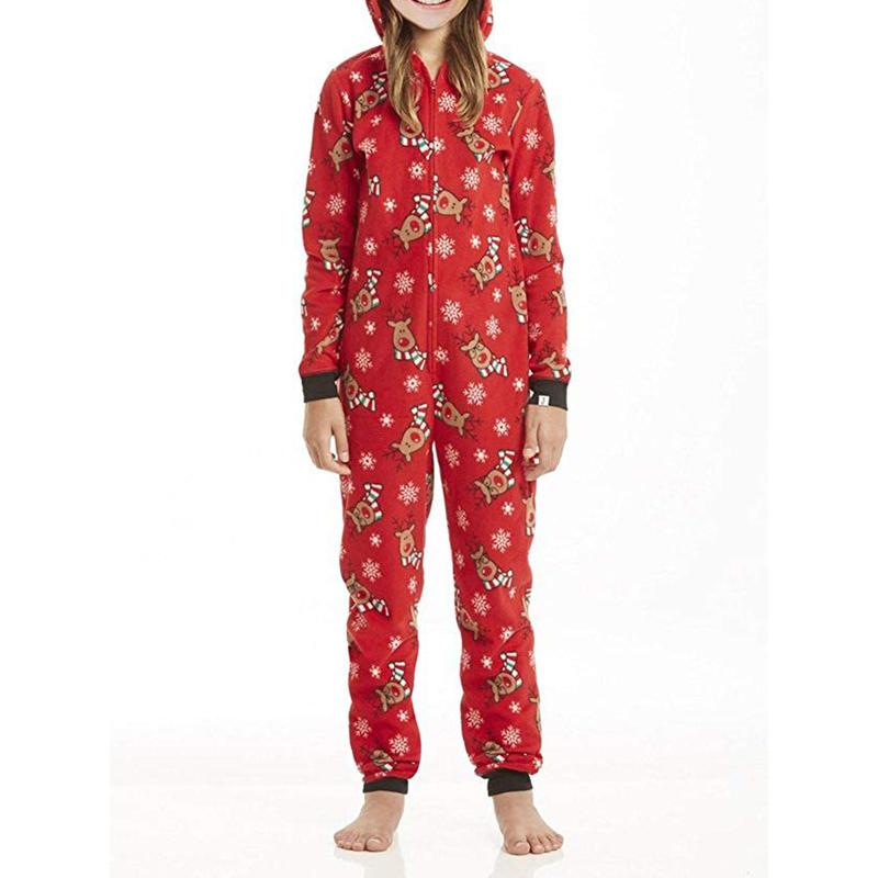 Family Christmas Pajamas Matching Set Xmas Zip Up Holiday Reindeer Hooded PJs Women Men Kid Baby Sleepwear