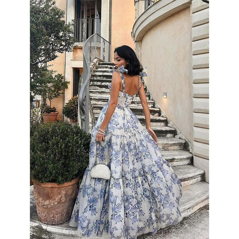 Cross-Border New Arrival Spring and Summer Strapless European and American Women's Clothing Fashion Organza Fairy Long Elegant Evening Dress Dress Formal Womenswear Dresse Gowns Formal Wear Workwear Comfort Gamis