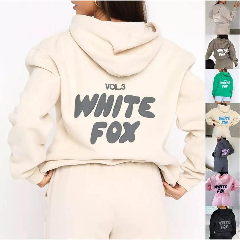 White Fox Boutique Hoodies Tracksuit Set Sweatshirt Womens Pullover, Gift For Him, Gift For Her