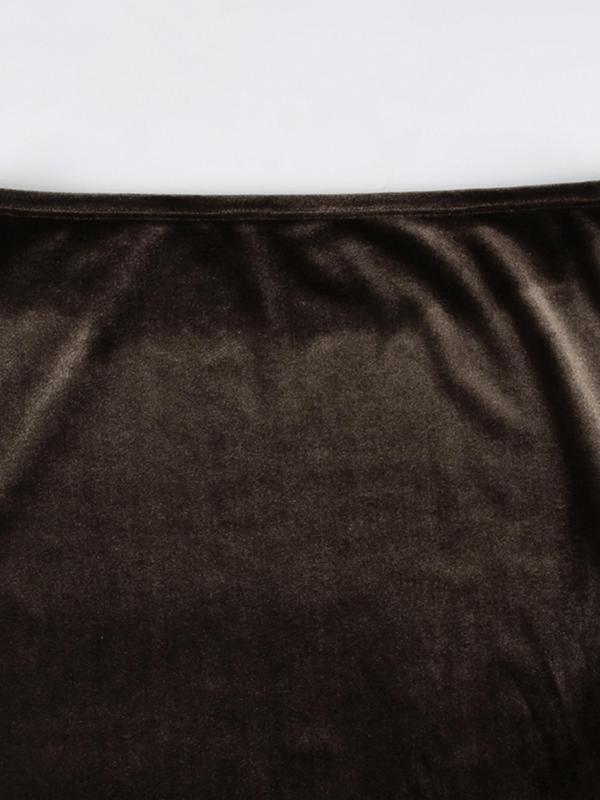 Women's Velvet Long Skirt without Belt, Y2k Style Solid Color Skirt for Party Holiday Vacation, Ladies Fall & Winter Bottoms