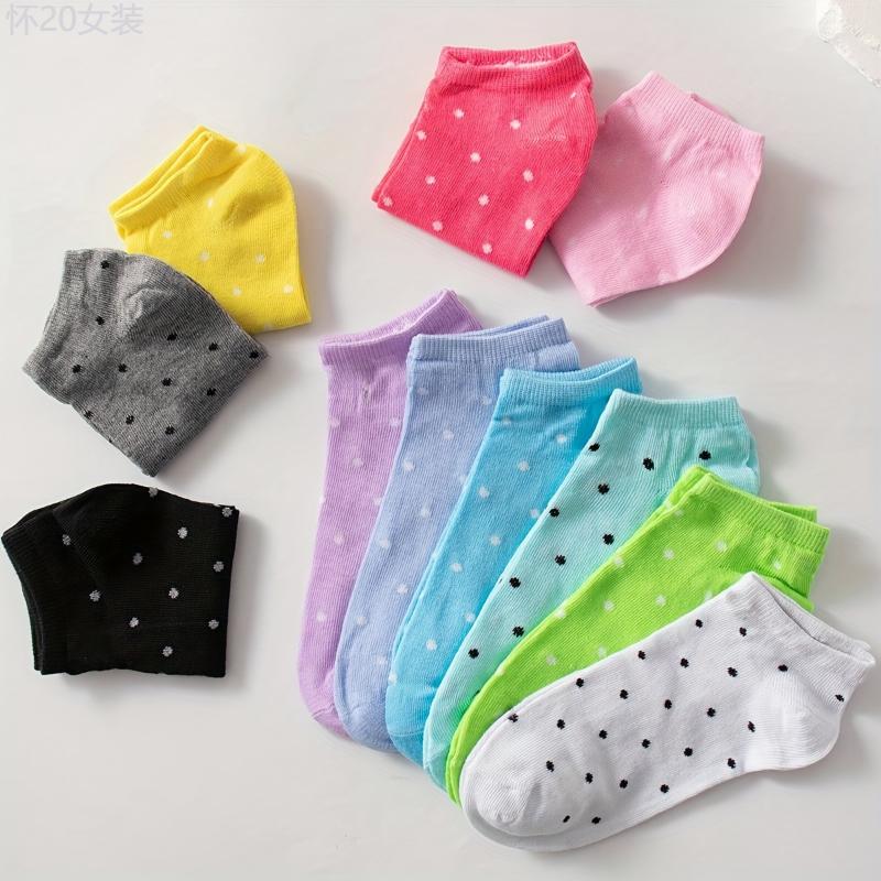 10 20 40 60 Pairs Candy Color Socks, Soft & Comfy Low Cut Ankle Socks, Women's Stockings & Hosiery Fabric Spandex