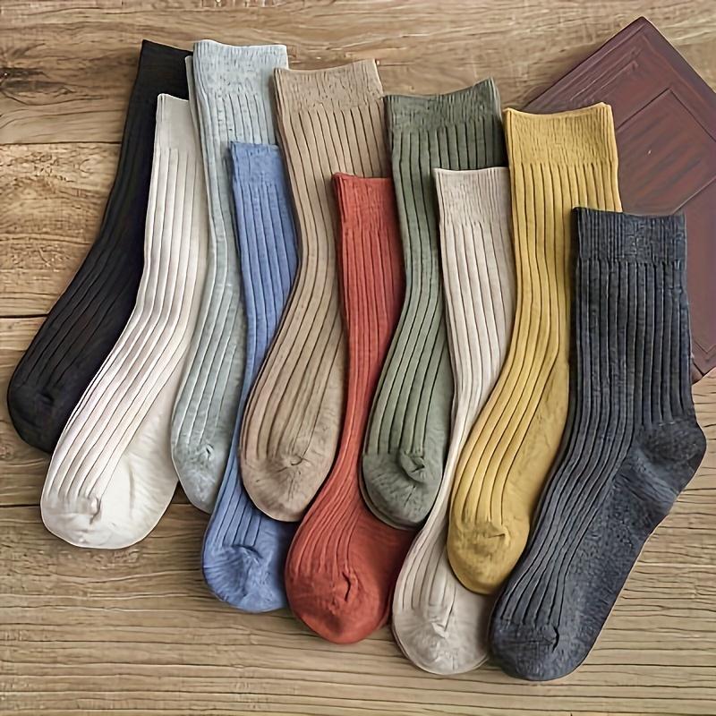 10 pairs 10 Pairs Women's Solid Tube Socks, Soft & Comfortable Everyday Socks for Ladies