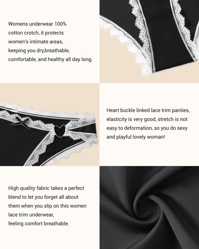 Lace Trim Panties Hipster Panties For Women Lace Womens Underwear Cute Cheeky Underwear For Women Pack seamless  panty Women's Seamless Women's Seamless Breathable Briefs Womenswear Comfort Bridal Print incandescent christmas lights christmas ornament