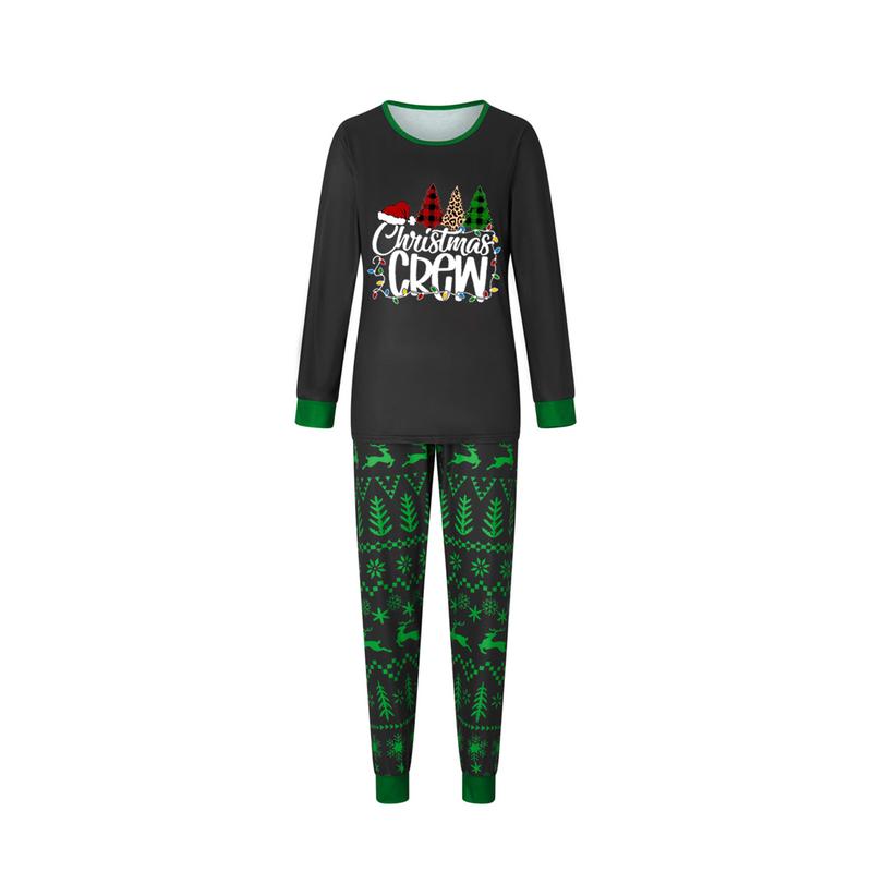 Christmas Family Pajamas Matching Set, Long Sleeve Letters Print T-shirt with Deer Print Pants Sleepwear Loungewear