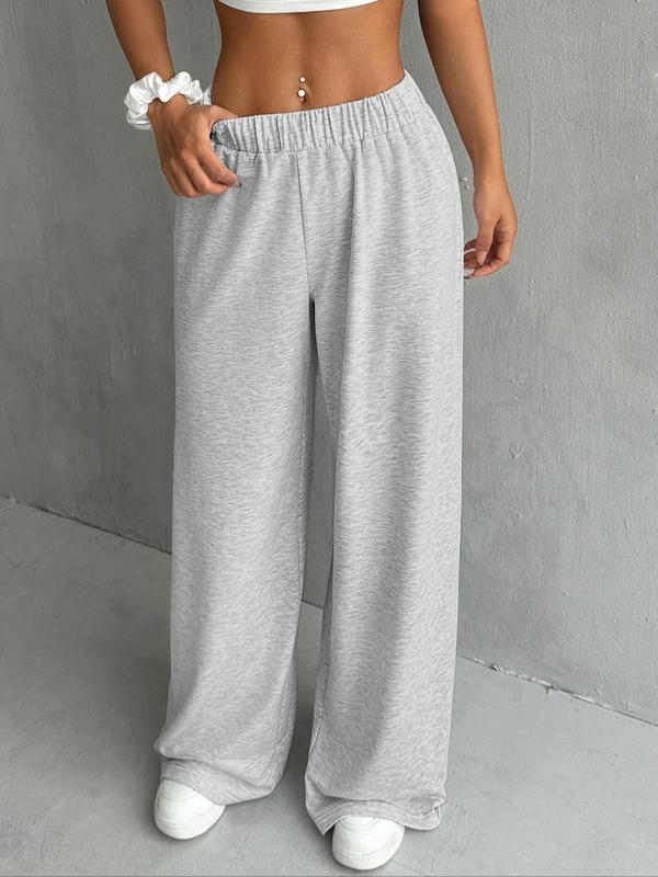 Women's Solid Color Wide Leg Sweatpants, Casual Comfy Pants for Daily Wear, Ladies Bottoms for Fall & Winter, Downtown Girl Clothes