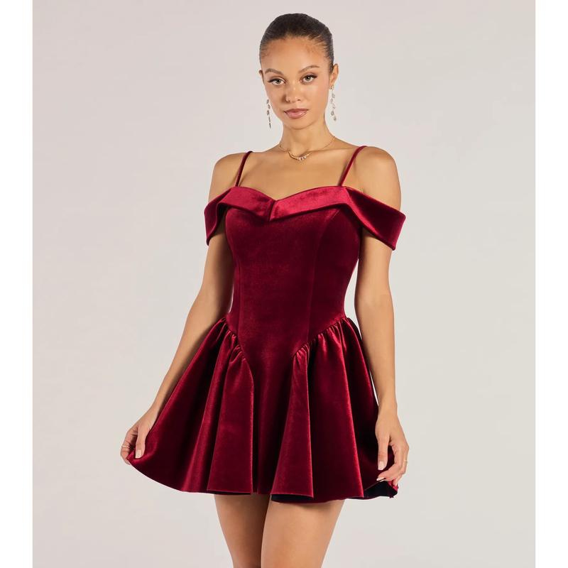 Andie Velvet Drop Waist Skater Dress