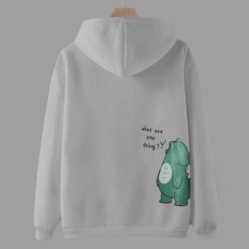 Couples Matching Hoodies Sweatshirt Dinosaur Printed Pullover Comfort Comfort Fabric