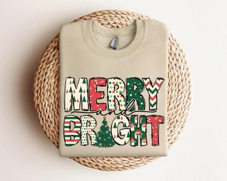 [ Sale Up To 65% ] Merry and Bright Sweatshirt, Christmas Sweatshirt, Family Christmas Sweatshirt, Christmas Sweatshirts for Women, Merry Christmas Sweatshirt