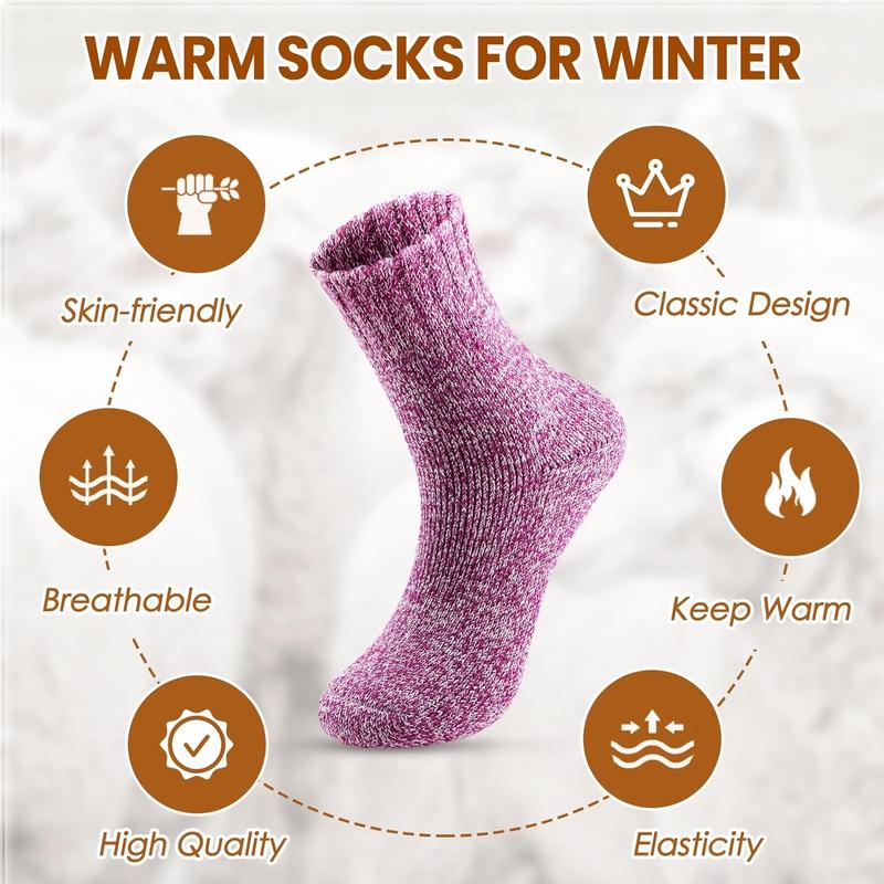 5 Pairs  Socks -  Socks for Women, Cozy Crew Socks, Warm Winter Socks for Women, Womens Vintage Socks, 6-10