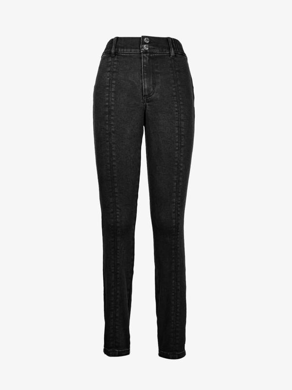 Women's Plain High Waist Skinny Jeans, Casual Comfy Button Fly Denim Pants for Daily Wear, Ladies Bottoms for All Seasons