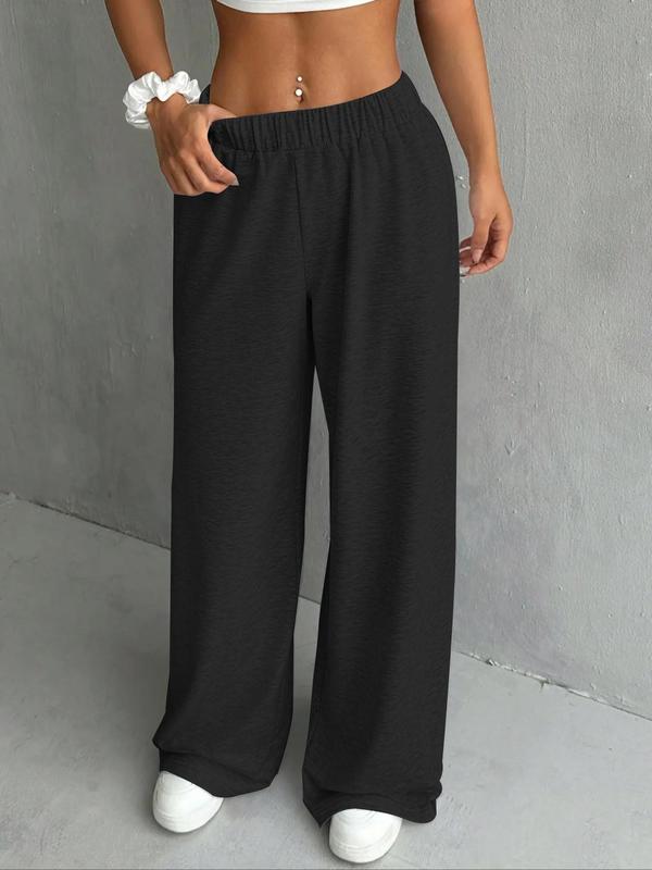 Women's Solid Color Wide Leg Sweatpants, Casual Comfy Pants for Daily Wear, Ladies Bottoms for Fall & Winter, Downtown Girl Clothes