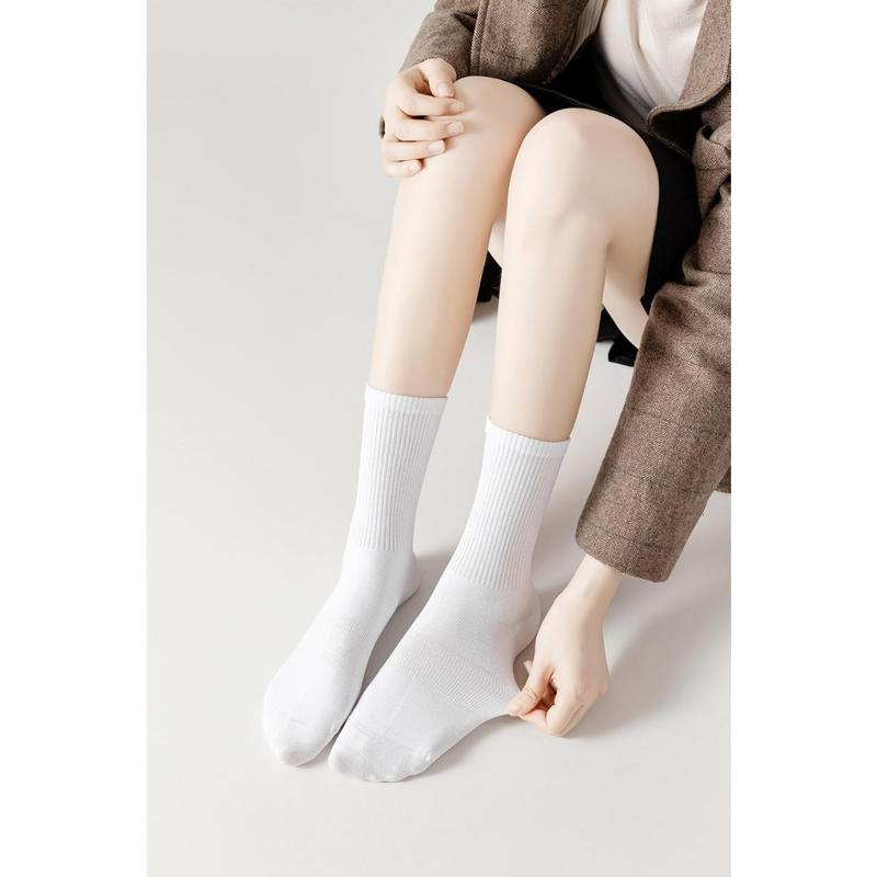 Womens Crew Socks Thin Cotton Long Socks Arch Support Casual Workout High Socks 5 Pairs