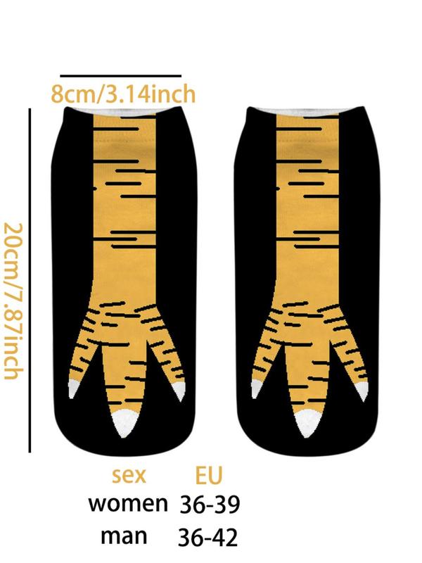 Unisex Cartoon Chicken Claw Print Ankle Socks, Casual Moisture Wicking Low Cut Socks, Soft Comfy Breathable Socks for All Seasons Daily Wear