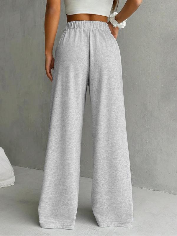 Women's Solid Color Wide Leg Sweatpants, Casual Comfy Pants for Daily Wear, Ladies Bottoms for Fall & Winter, Downtown Girl Clothes