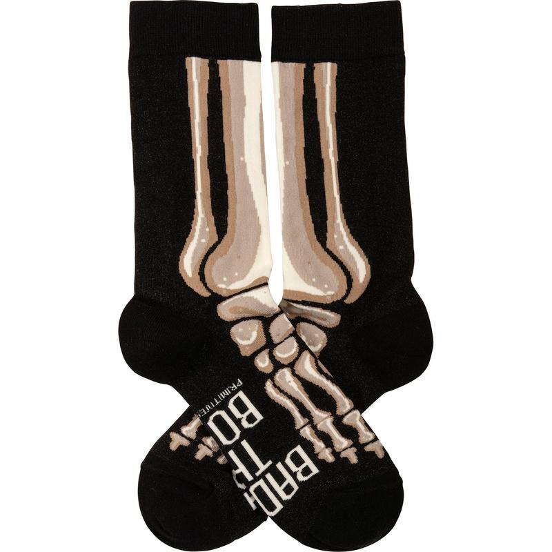 Bad To The Bone Socks in Skeleton Leg Designs  | Fun Halloween Themed Novelty Socks