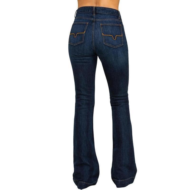 Kmes Ranch Women's Dark Wash Jennifer High Rise Wide Flare Jeans