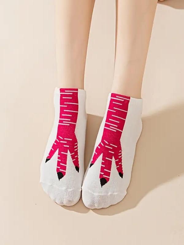 Unisex Cartoon Chicken Claw Print Ankle Socks, Casual Moisture Wicking Low Cut Socks, Soft Comfy Breathable Socks for All Seasons Daily Wear