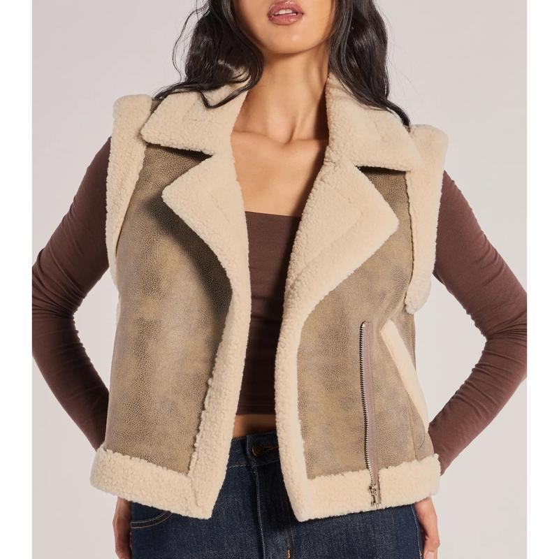 Luxe And Cozy Faux Sherpa Trim Oversized Vest