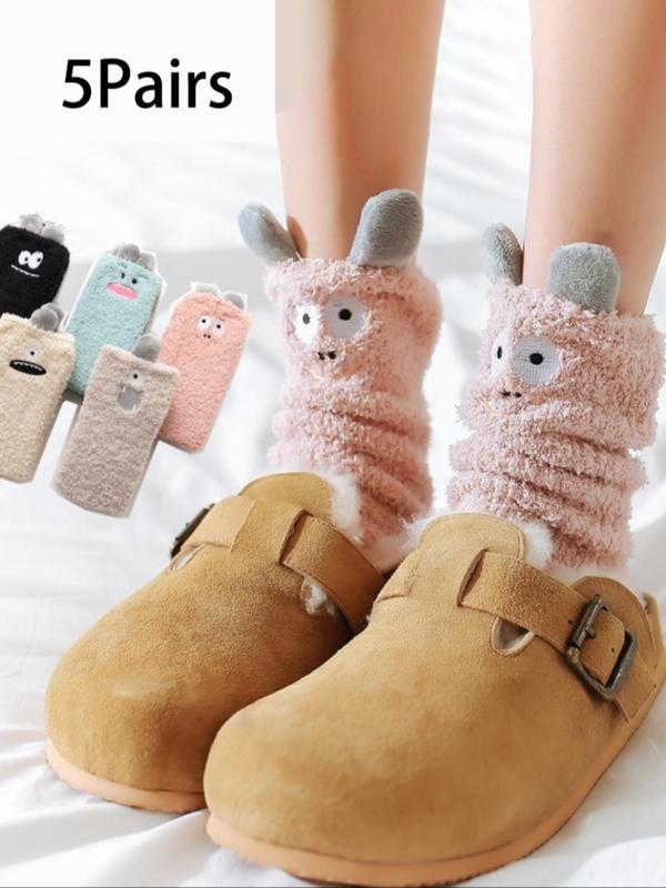 Women's Cute Cartoon Monster Scrunch Socks, Casual Soft Comfortable Socks for Fall & Winter, Women's Socks for Daily Wear