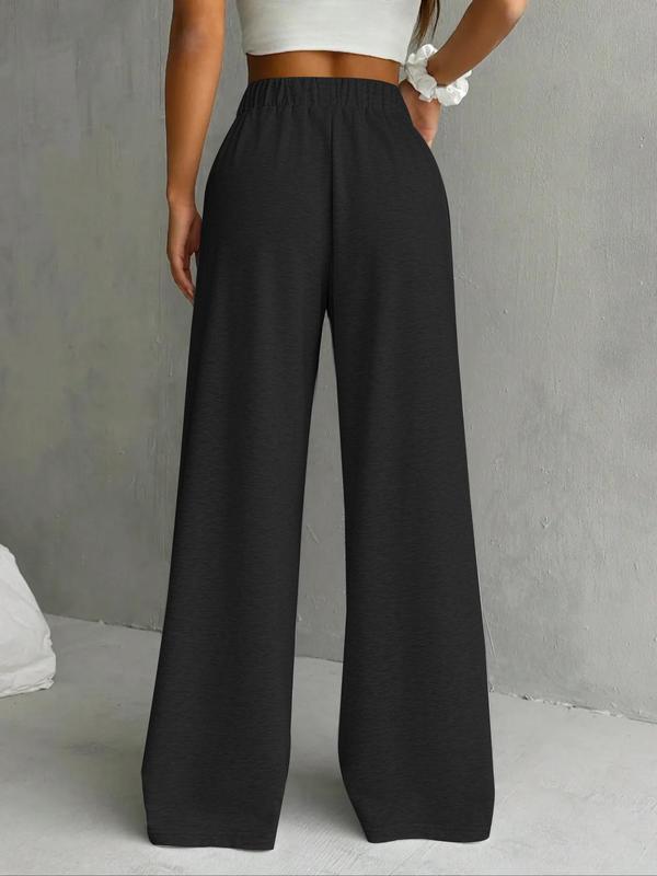 Women's Solid Color Wide Leg Sweatpants, Casual Comfy Pants for Daily Wear, Ladies Bottoms for Fall & Winter, Downtown Girl Clothes