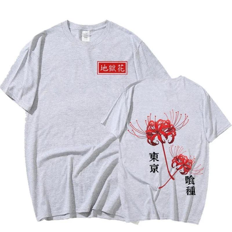 Anime Tokyo Ghoul Spider Lily Double-sided T-shirt Men Women Cool Kane kiken Graphic Print T-shirts Oversized Streetwear Couples Tees Cotton Crewneck Sleeve Womenswear, Sweatshirt, Hoodie