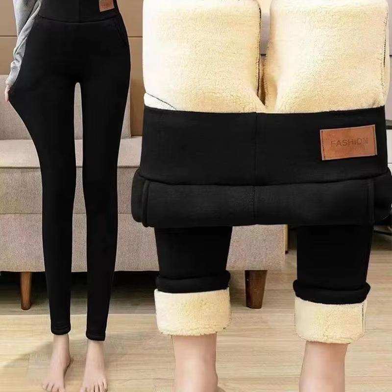 Women Lamb Fleece Leggings Seamless High Waist Thermal Winter Warm Legging Solid Lamb Fleece Casual Pants Female Streetwear COZOK