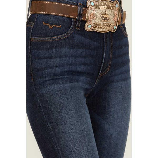 Kmes Ranch Women's Dark Wash Jennifer High Rise Wide Flare Jeans