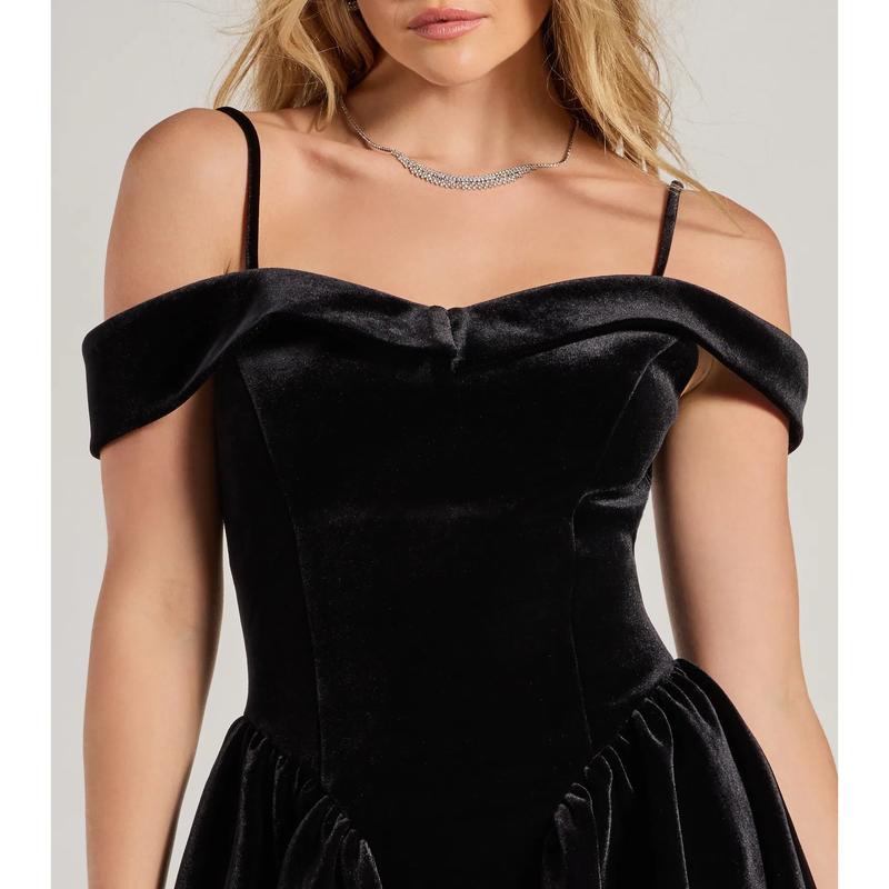 Andie Velvet Drop Waist Skater Dress