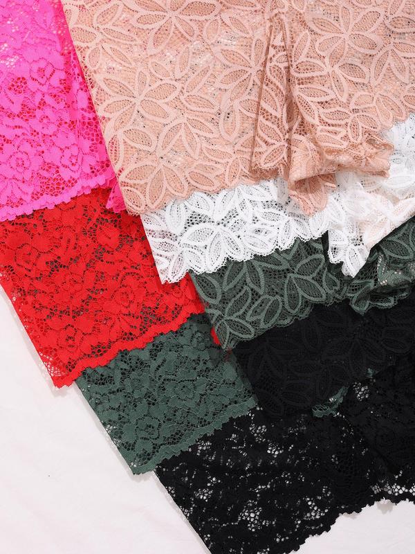 Women's Contrast Floral Lace Boyshorts, Soft Comfy Breathable Sheer Panty for Daily Wear, Women's Underwear for All Seasons