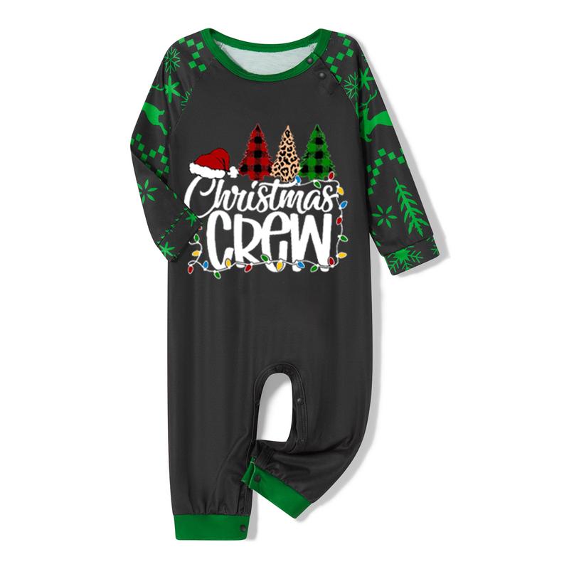 Christmas Family Pajamas Matching Set, Long Sleeve Letters Print T-shirt with Deer Print Pants Sleepwear Loungewear