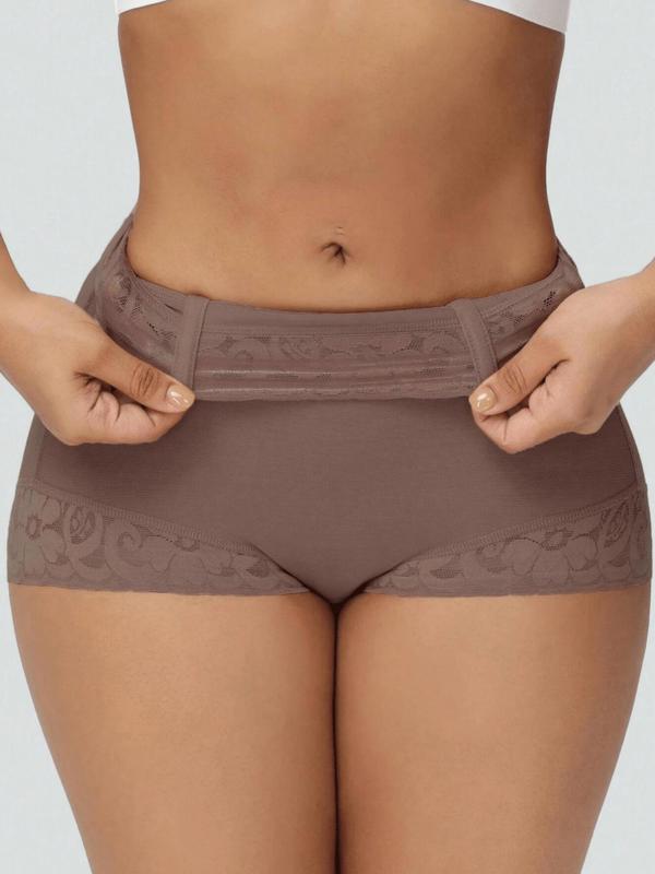 Women's Contrast Lace High Waist Shapewear Panty, Tummy Control Butt Lifting Shapewear Bottoms, Women's Shapewear for Daily Wear