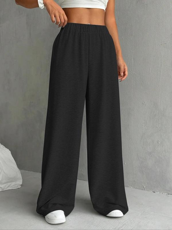 Women's Solid Color Wide Leg Sweatpants, Casual Comfy Pants for Daily Wear, Ladies Bottoms for Fall & Winter, Downtown Girl Clothes