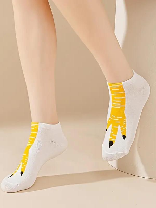 Unisex Cartoon Chicken Claw Print Ankle Socks, Casual Moisture Wicking Low Cut Socks, Soft Comfy Breathable Socks for All Seasons Daily Wear