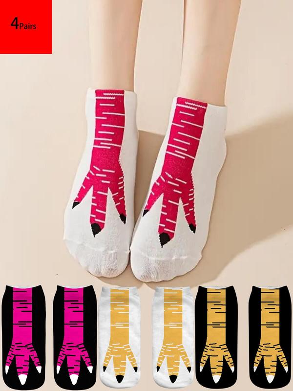 Unisex Cartoon Chicken Claw Print Ankle Socks, Casual Moisture Wicking Low Cut Socks, Soft Comfy Breathable Socks for All Seasons Daily Wear