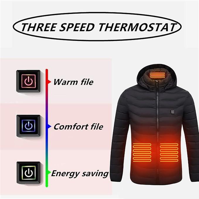 Unisex Winter Heated Jacket - Stay Warm and Dry with Waterproof Fabric and Long Sleeves