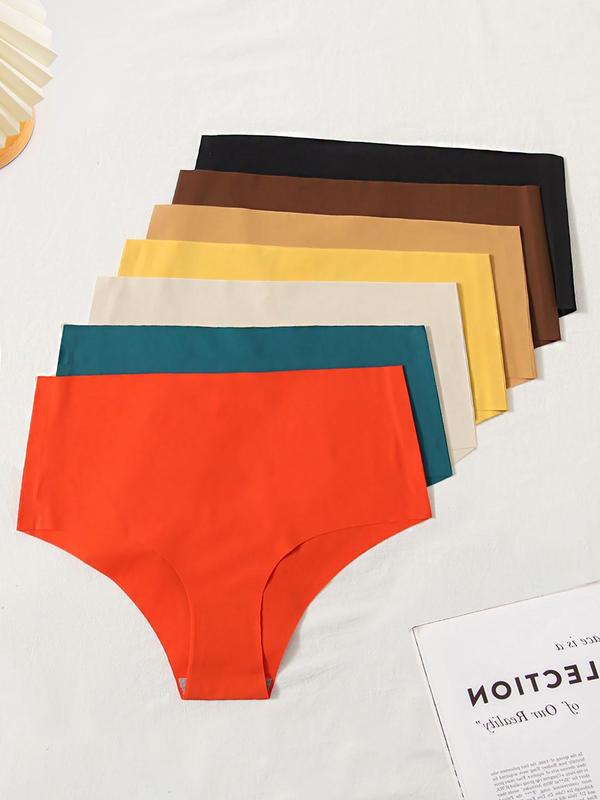 Women's Solid Color High Waist Knickers, Soft Comfy Breathable Seamless Panties for Daily Wear, Summer Panty, Womens Underwear, Underwear for All Seasons