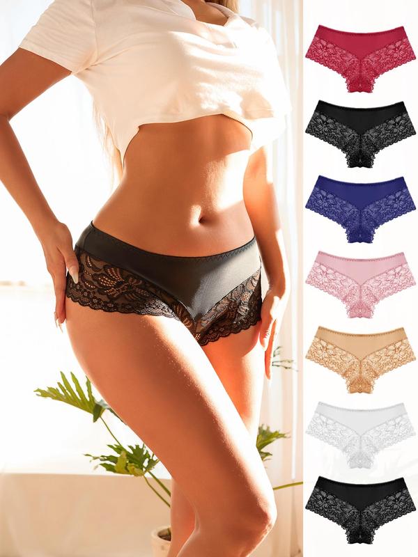 Women's Contrast Lace Panty, Breathable Comfortable Knicker for Daily Wear, Ladies Underwear for All Seasons