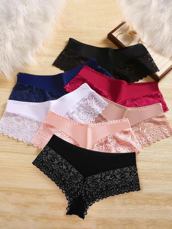 Women's Contrast Lace Panty, Breathable Comfortable Knicker for Daily Wear, Ladies Underwear for All Seasons