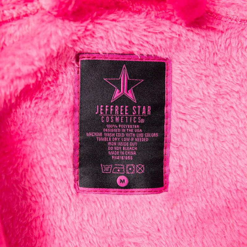 Jeffree Star Cosmetics Hot Pink Star Robe - Full-length Robe with Hooded Shawl Collar & Pockets Hoodie