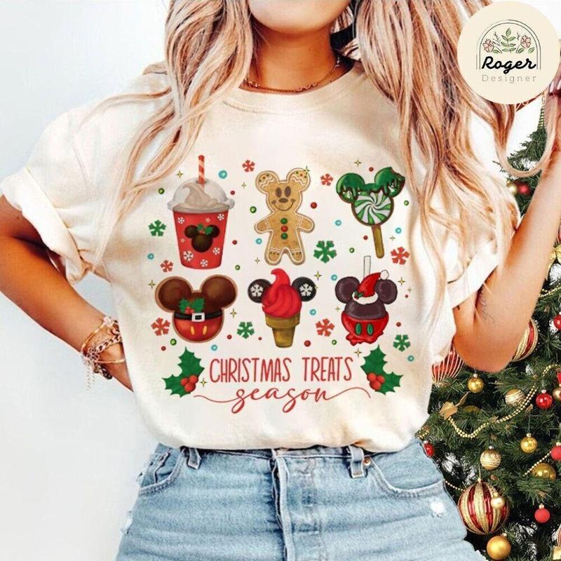 M Minni Gingerbread Snack Drink Cartoon Christmas Shirt, M's Very Merry Christmas Party Tee, Holiday Family Christmas Treats Season Sweatshirt 0C04K