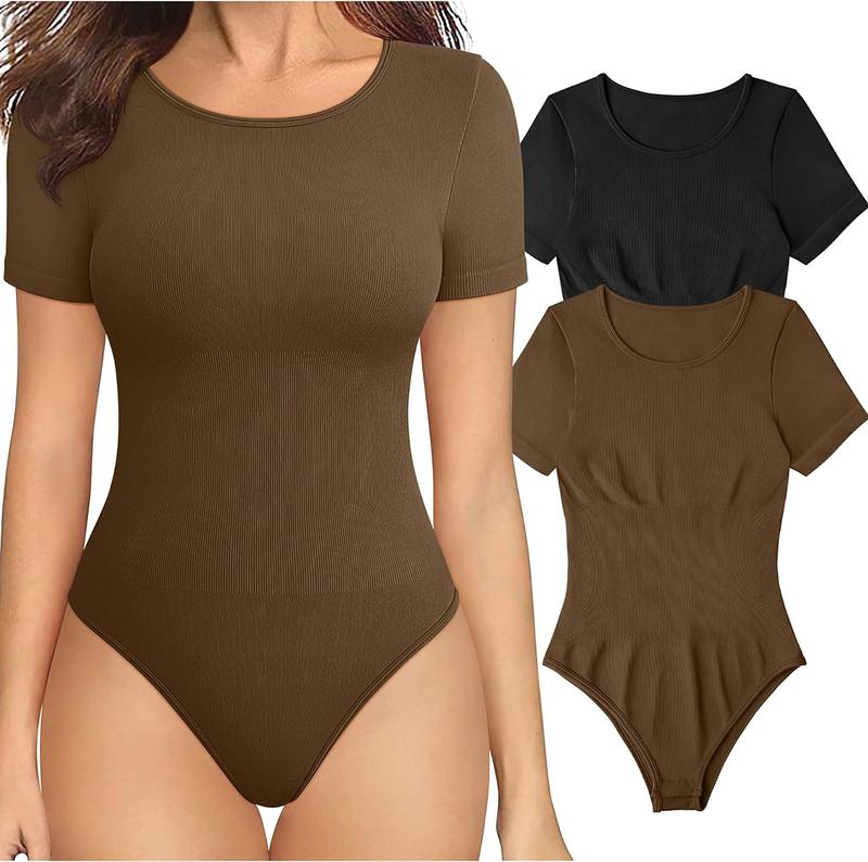 Women's Body Suit Cinched Corset Close-Fitting Seamless Short Sleeve Shapewear Breathable Comfort Lightweight Elegant