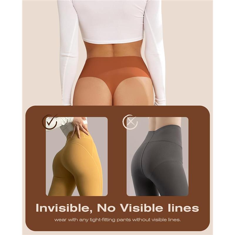 High-Waisted Seamless Thongs for Women - Pack of 6 - Cotton, Comfort Nylon Panties