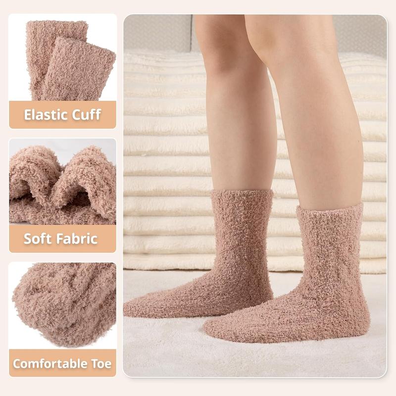 Women Fuzzy Socks Warm Cozy Fluffy Socks Thick Soft Winter Slipper Socks 5 Pairs