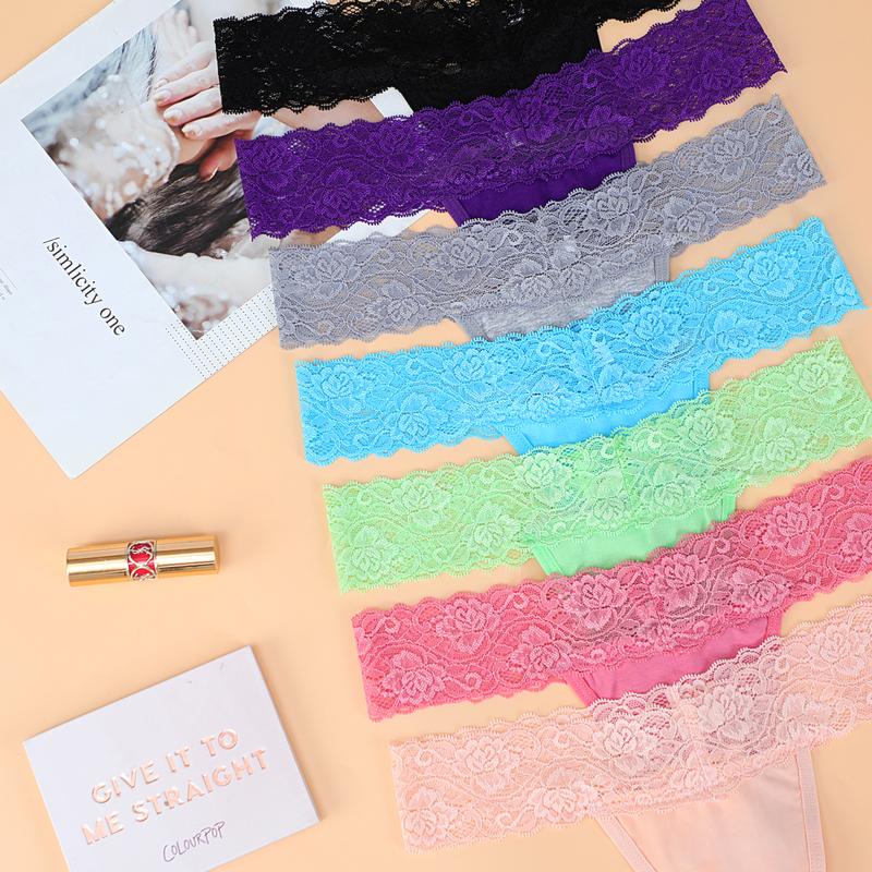 Women's  Decor Lace Trim Thong,hand wash multicolor panties,Casual Comfy Breathable  for Daily  Wear,Underwear for women,Ladies Underwear for All Seasons