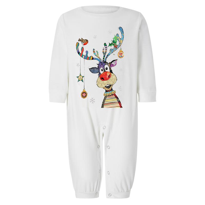 2024 New Family Matching Christmas Pajamas Sets Long Sleeve Deer Print Tops + Plaid Pants Homewear Sleepwear Loungewear Nightwear Xmas Pj's Clothes Womenswear Check